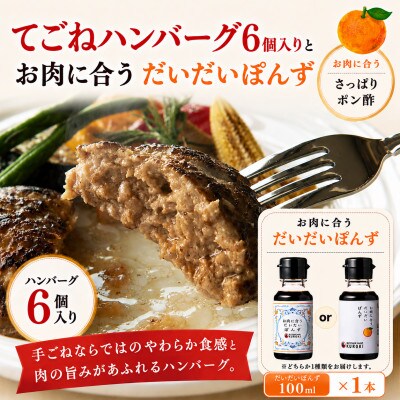 【冷凍惣菜】KUROKIの生ハンバーグ6個・だいだいぽんずセット