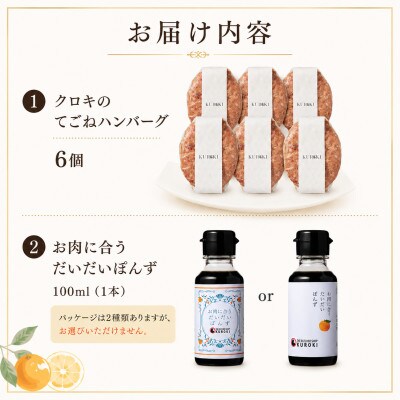 【冷凍惣菜】KUROKIの生ハンバーグ6個・だいだいぽんずセット
