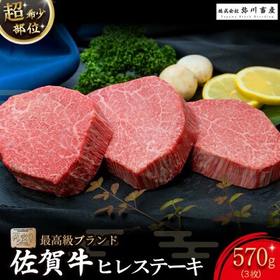 佐賀牛 ヒレステーキ 570g (計3枚)(太良町)【ZE4】