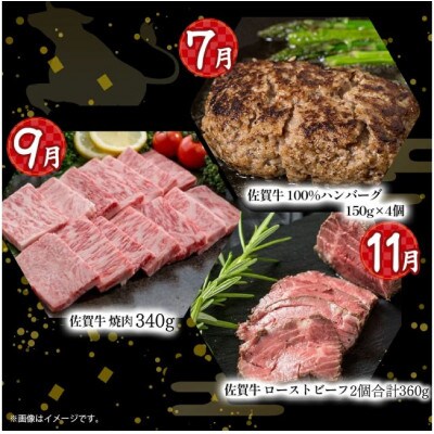 【発送月固定定期便】佐賀牛 お楽しみ便 絶品と評判のハンバーグ付き! 【T3×1】(太良町)全6回