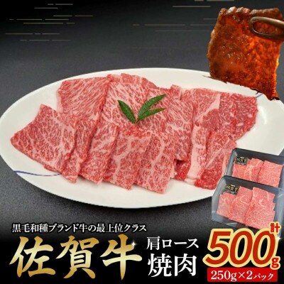 佐賀牛肩ロース　焼肉用 計500g(250g×2p)(太良町) [OD5×1]