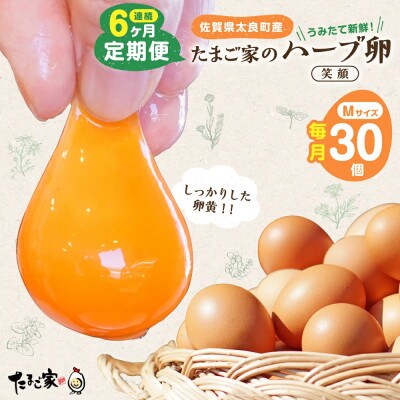 【毎月定期便】たまご家のハーブ卵(笑顔)30個【RA1】全6回