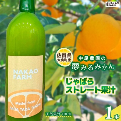 中尾農園の夢みるみかん じゃばらストレート果汁 1本 【MA11x1】(太良町)