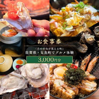 【お食事券】「月の引力が見える町」 佐賀県・太良町でグルメ体験 3,000円分【NA16】