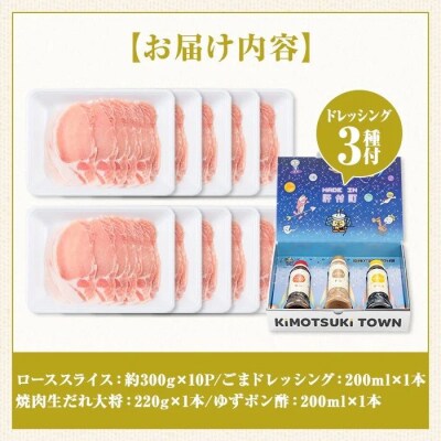 鹿児島県産豚ローススライス(計約3kg・300g×10パック) ドレッシング付き　W05012