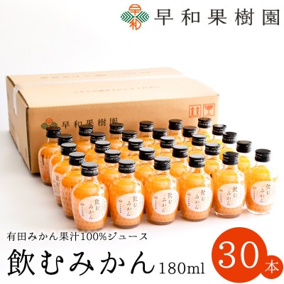 【早和果樹園】飲むみかん180ml×30本入|有田みかん100%ストレートジュース