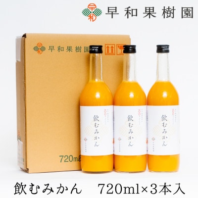 【早和果樹園】飲むみかん(大瓶)3本入|有田みかん100%ストレートジュース