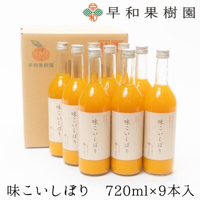 【早和果樹園】味こいしぼり(大瓶)9本入|有田みかん100%ストレートジュース