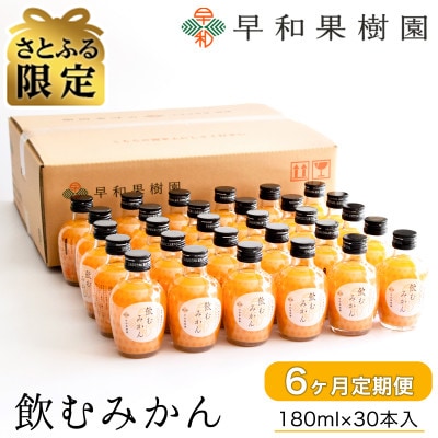 【毎月定期便】【さとふる限定】早和果樹園　飲むみかん180ml×30本入　全6回