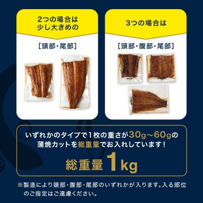 国産うなぎ蒲焼きカット1kgセット