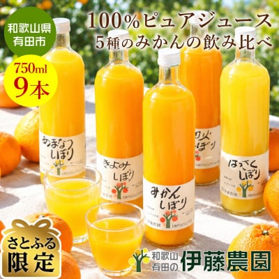 【さとふる限定】【有田伊藤農園】ピュアジュース 5種みかんボリュームたっぷり9本セット