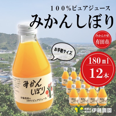伊藤農園の100%ピュアジュースみかんしぼり180ml×12本　