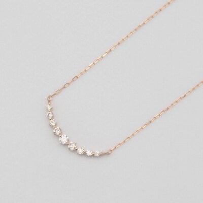 K18PG 0.1ct ダイヤモンド アーチペンダントネックレス　FHH-019834