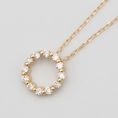 K18　0.15ctダイヤモンド　サークルペンダントネックレス　FHH-019915