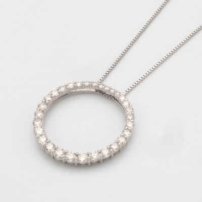 PT900/PT850　1ctダイヤモンド　サークルペンダントネックレス FHH-019923