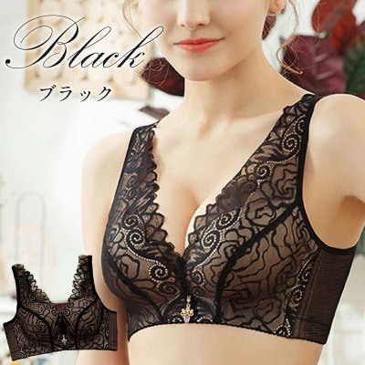 ノンワイヤー育乳ブラ (ブラック 34/75厚型パット)[173N45-02]