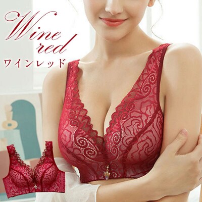 ノンワイヤー育乳ブラ (ワインレッド 34/75厚型パット)[173N45-32]