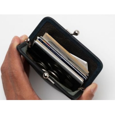 【藍染】ジャパン・ブルーのがま口財布 L(小銭・小物入れ)