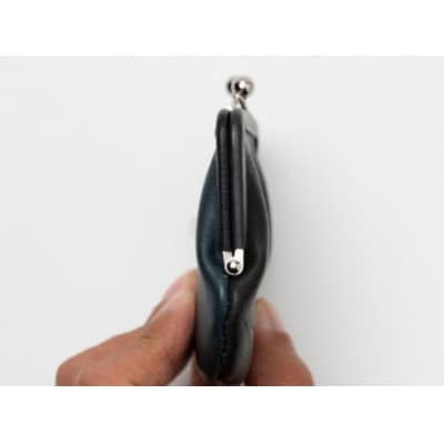 徳島で染め上げた革製品【泥染】がま口財布 L(小銭・小物入れ)