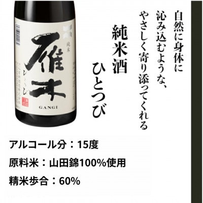 【毎月定期便】雁木 純米 ひとつび 720ml全3回
