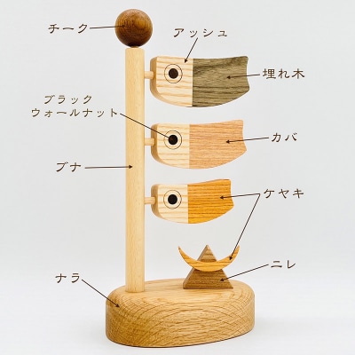 木のこいのぼり 名入れプレートセット 木製 5月人形|02_wrb-010201