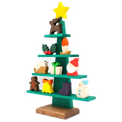 ステージツリーグリーン 木製クリスマスツリー【雑貨 インテリア 置物】|02_wrb-050102
