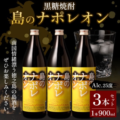 【鹿児島県天城町】黒糖焼酎 島のナポレオン 900ml×3本セット 合計2.7L 瓶 酒 焼酎