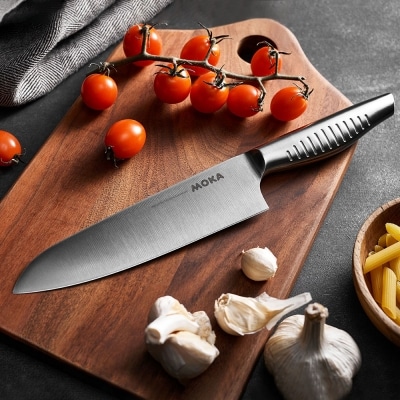 MOKA 三徳包丁 ～オールステンレス 一体型 にぎりやすい 女性向け 洗いやすい～