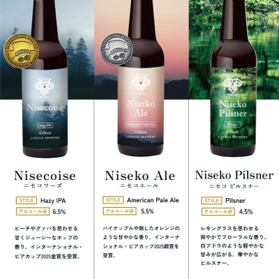 【お茶専門店ルピシアがプロデュース】羊蹄山麓ビール 3種各6本計18本セット【06167】