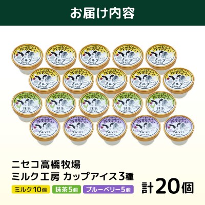 ニセコ高橋牧場ミルク工房　カップアイス3種20個入りセット【0311501】