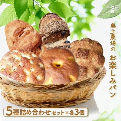【ニセコ町】奥土農場のお楽しみパン5種詰め合わせセット×各3個