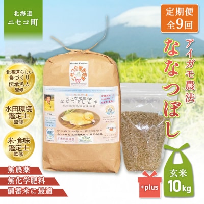 《令和8年産米》【9回定期便】合鴨農法ななつぼし 【玄米】10kg(1kg×10袋)【31076】