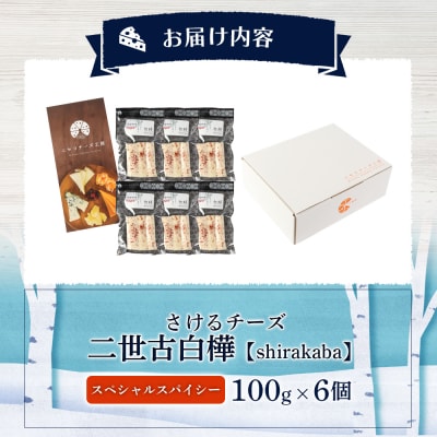 さけるチーズ 二世古 白樺【shirakaba】スペシャルスパイシー 100g×6個【43007】