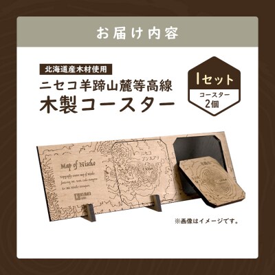 クマゲラ製作　木製ニセコ羊蹄山麓等高線コースター1セット【50009】