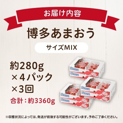 【3回連続お届け】アフター保証 大人気のあまおう 280g×4P 【JAほたるの里】_HB0032
