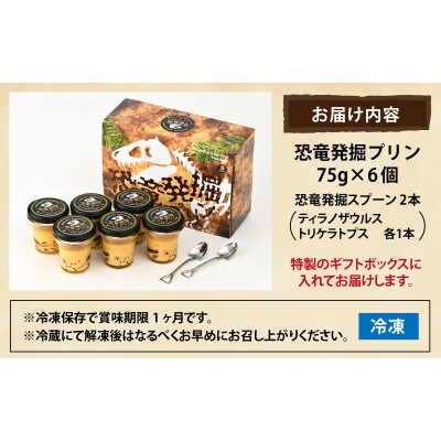 恐竜発掘プリン 6個入り特製ギフトボックス　恐竜スプーン2本付き