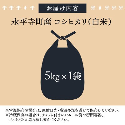 【令和8年産 新米 先行予約】【白米】永平寺町産 コシヒカリ 5kg 【A-033105】