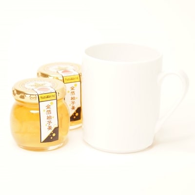 富士川町のゆず湯セット(金箔柚子茶・ドライジーマグカップ白 /山梨県 Ugadell Design)
