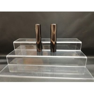 染め無し天然黒水牛印鑑　2本セット(女性向け　12mm、15mm)牛モミケース・別珍ケース付