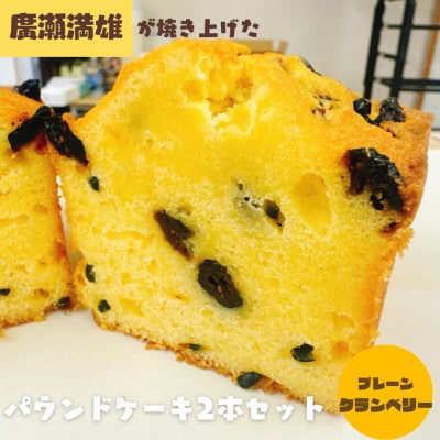 【国産小麦使用・食品添加物不使用】廣瀬満雄のパウンドケーキ2本セット(プレーン・クランベリー)