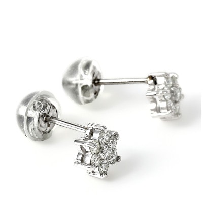 プラチナ　ダイヤ0.2CT　フラワーピアス　E280DI-P