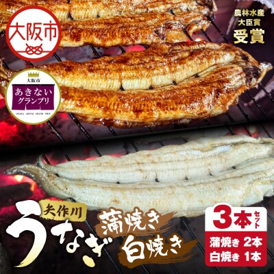 矢作川うなぎ蒲焼 『蒲焼』『白焼き』特大3本セット_OS389-0006-02