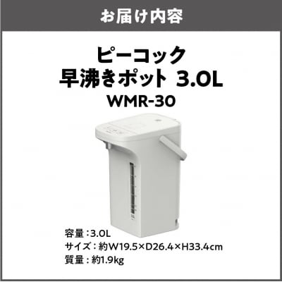 早沸きポット 3.0L  アッシュホワイト WMR-30_OS155-0026-03