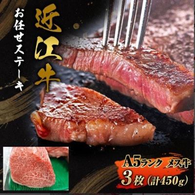 【近江牛】A5ランク牝　お任せステーキ　3枚 合計450g
