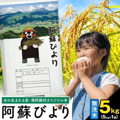 阿蘇びより 無洗米 5kg (5kg×1袋) 熊本県産 《7-14日以内に出荷(土日祝を除く)》 