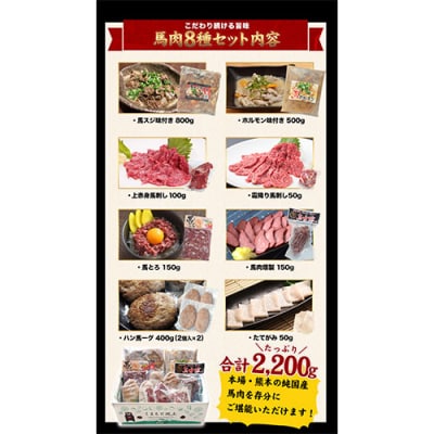 純国産馬肉8種セット 計2200g 《60日以内に出荷予定(土日祝除く)》