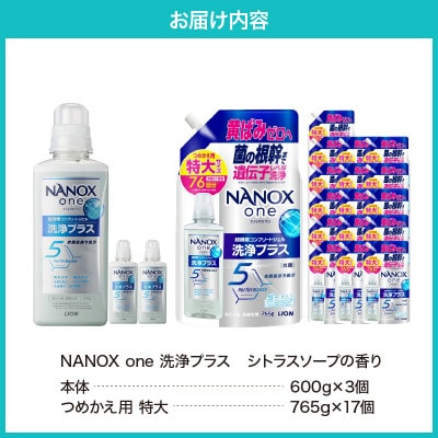 NANOX one 洗浄プラスシトラスソープの香り 本体600g×3個 詰替え用特大765g×17個