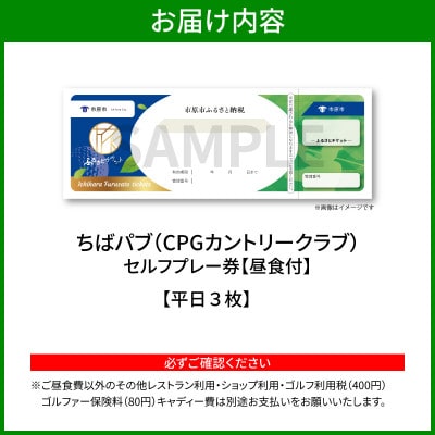ちばパブ(CPGカントリークラブ)セルフプレー券昼食付【平日1名様】3枚