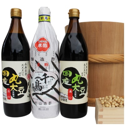 こだわりの国産丸大豆醤油と人気の酢の詰め合わせ　 329