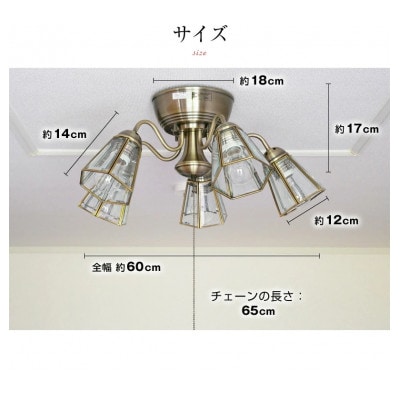 シャンデリア クリスタルグラスクリア プルスイッチ 天井照明 LED昼白色付属